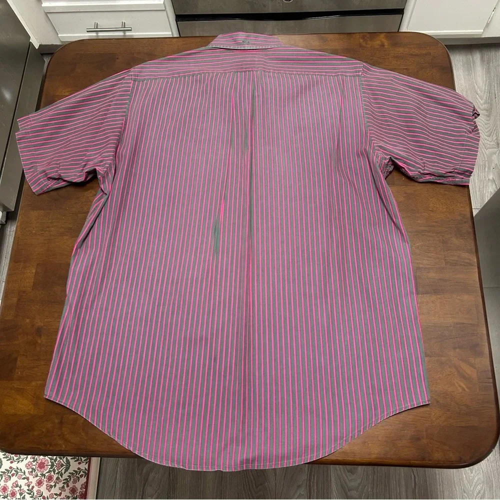 J. Crew Always Striped Short Sleeve Button down Shirt in Pink Green Men’s Size M